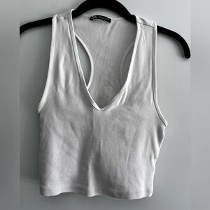 White Racerback Cropped Tank!